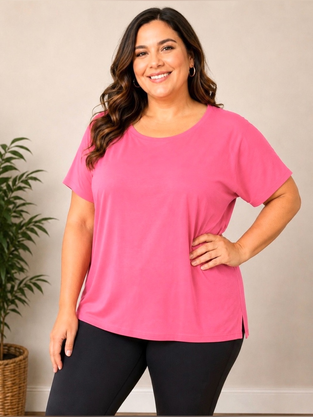 Coral Pink Women's Short-Sleeve Active Tee Sz XL Normcore Athleisure NWT